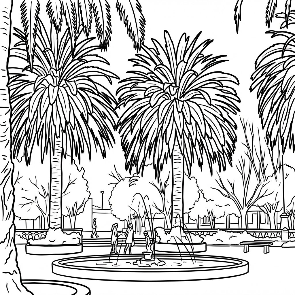 Lámina para colorear - Plaza de Armas