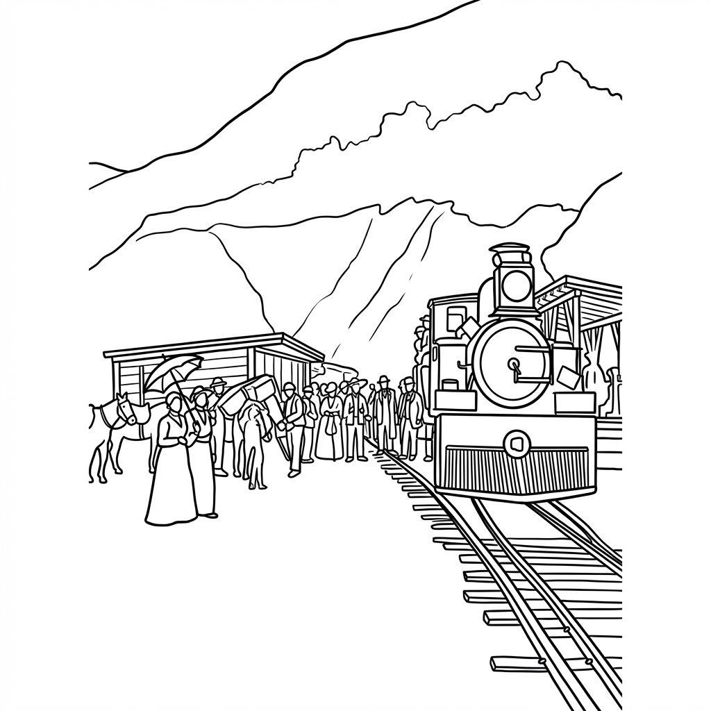 Lámina para colorear - Tren Pasajeros