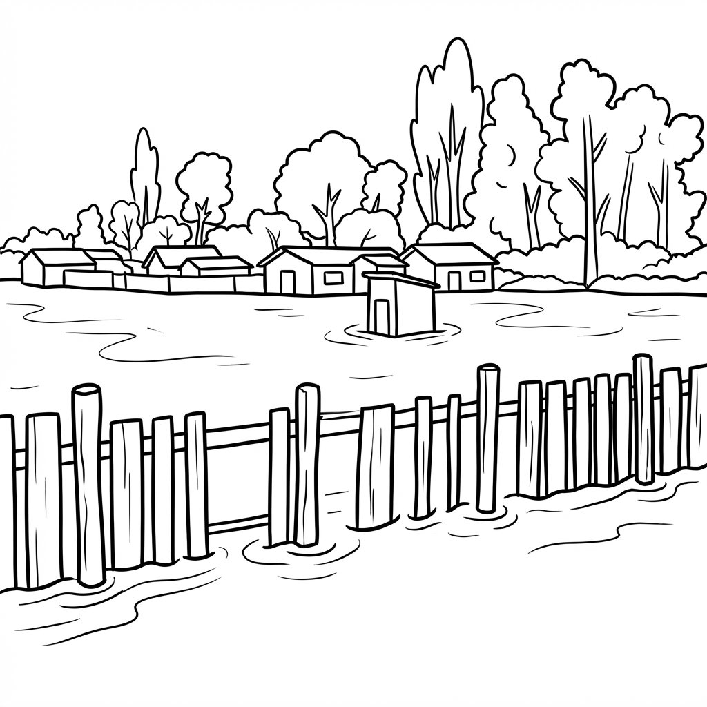 Lámina para colorear - Inundación 1965