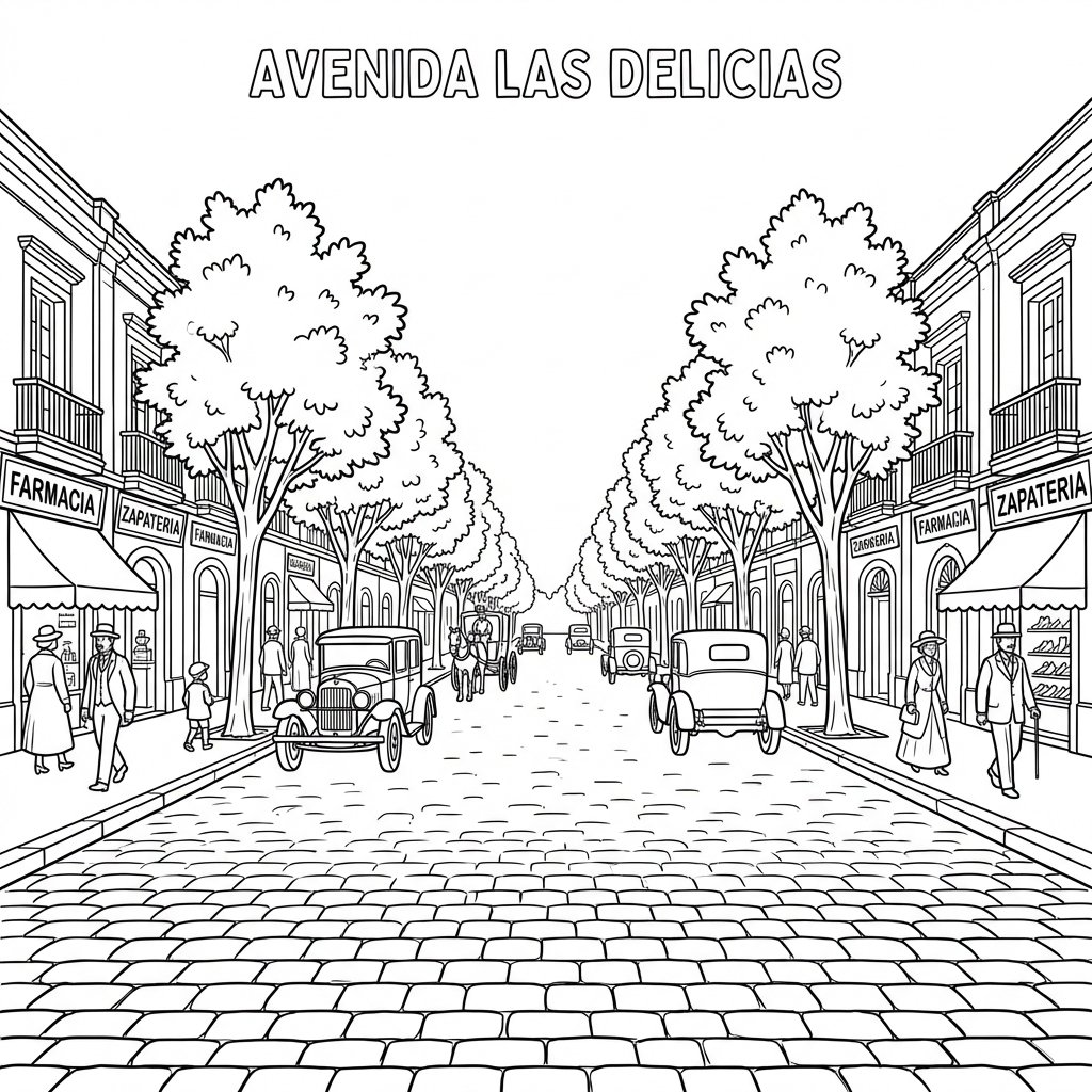 Lámina para colorear - Avenida Las Delicias